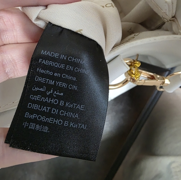 Bebe White Tote Shoulder Bag with Black Strap - Picture 9 of 14